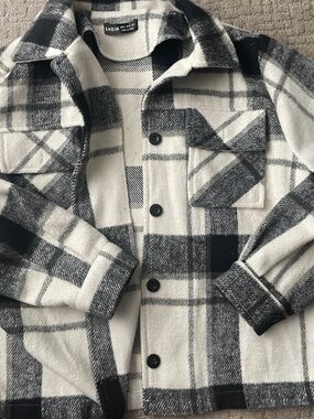 SHEIN Black and White Plaid Shacket